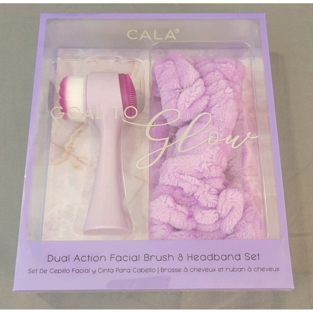 CALA Dual Action Facial Brush & Headband Set Purple NIB